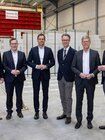 Gruppenfoto mit Roland Meißner, Tobias Riffel, Olaf Lies, Bernhard Göcking, Matthias Wächter und Thomas Zawalski bei den Emsländer Baustoffwerken